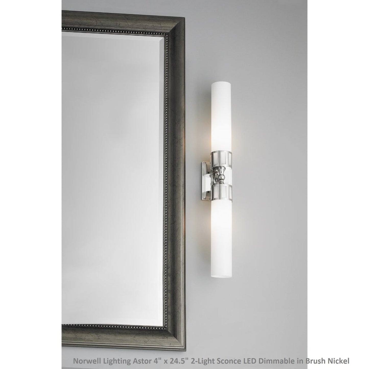 Norwell Lighting Astor 4" x 25" Chrome Horizontal/Vertical Vanity LED Sconce With Shiny Opal Glass Diffuser