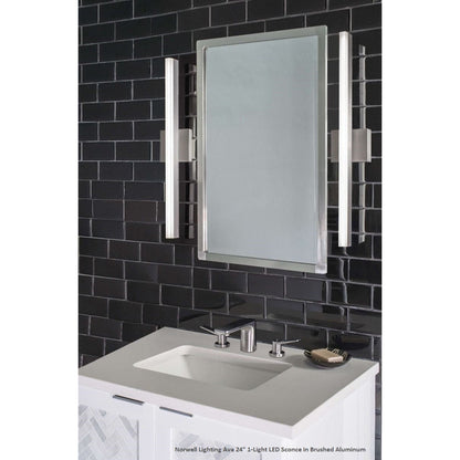 Norwell Lighting Ava 24" 1-Light Gloss White Vanity LED Sconce With Matte Opal Acrylic Diffuser