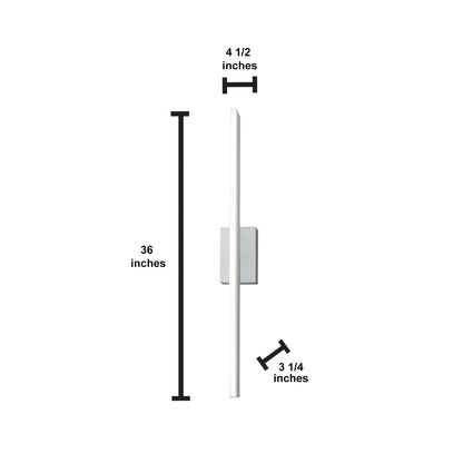 Norwell Lighting Ava 36" 1-Light Brushed Aluminum Vanity LED Sconce With Matte Opal Acrylic Diffuser