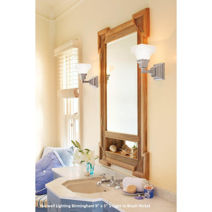 Norwell Lighting Birmingham 9" x 5" 1-Light Chrome Vanity Wall Sconce With Square Glass Diffuser