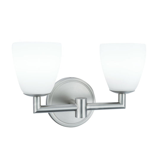 Norwell Lighting Chancellor 8" x 11" 2-Light Brushed Nickel Vanity Wall Sconce With Matte Opal Glass Diffuser