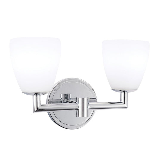 Norwell Lighting Chancellor 8" x 11" 2-Light Chrome Vanity Wall Sconce With Matte Opal Glass Diffuser