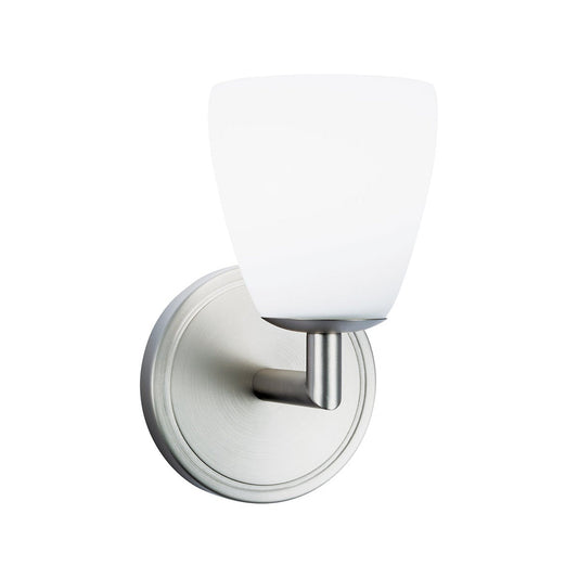 Norwell Lighting Chancellor 8" x 5" 1-Light Brushed Nickel Vanity Wall Sconce With Matte Opal Glass Diffuser