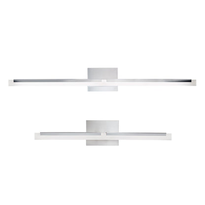 Norwell Lighting Double L 26" Linear Chrome Vanity Wall LED Sconce With Frosted Acrylic Diffuser