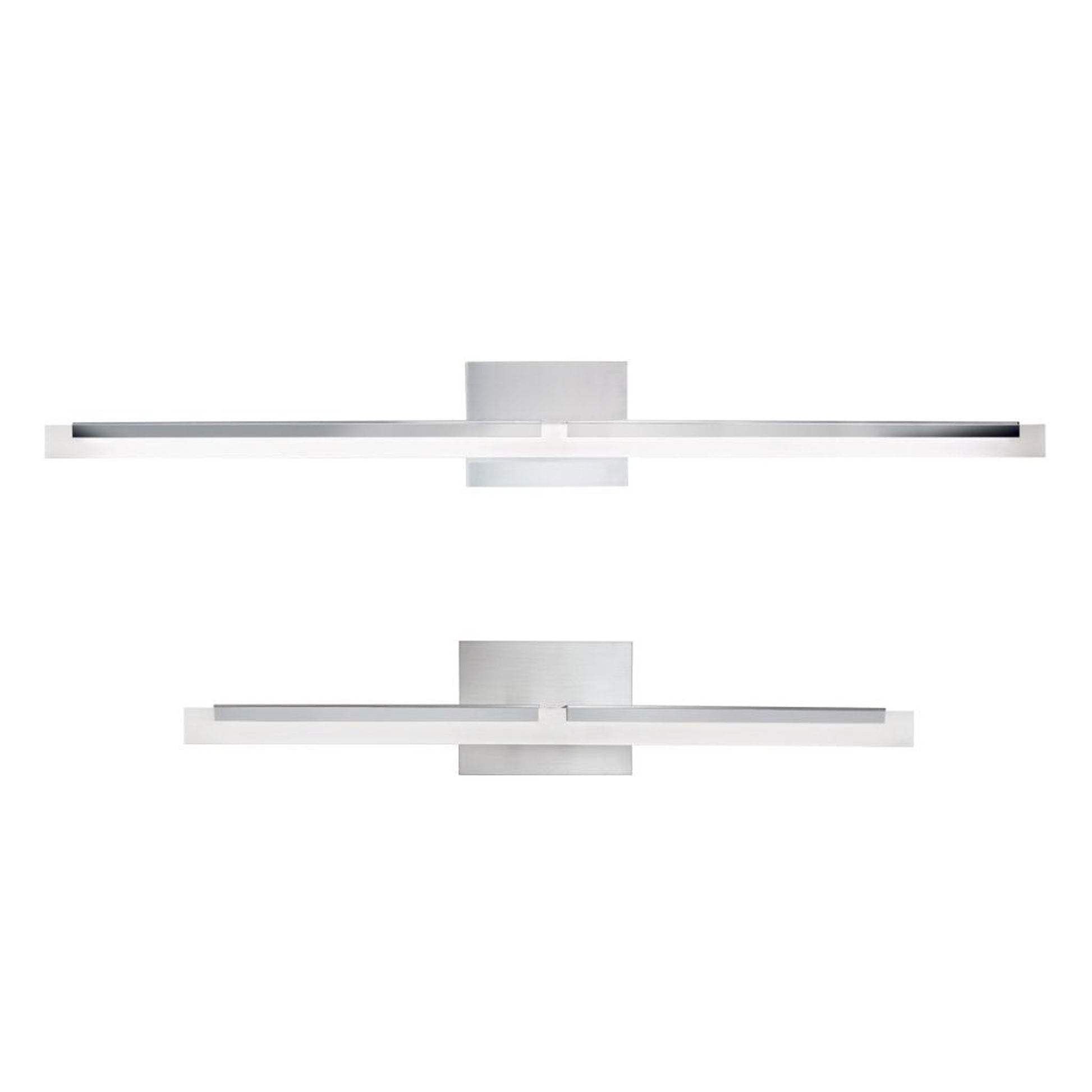 Norwell Lighting Double L 36" Linear Brushed Nickel Vanity Wall LED Sconce With Frosted Acrylic Diffuser