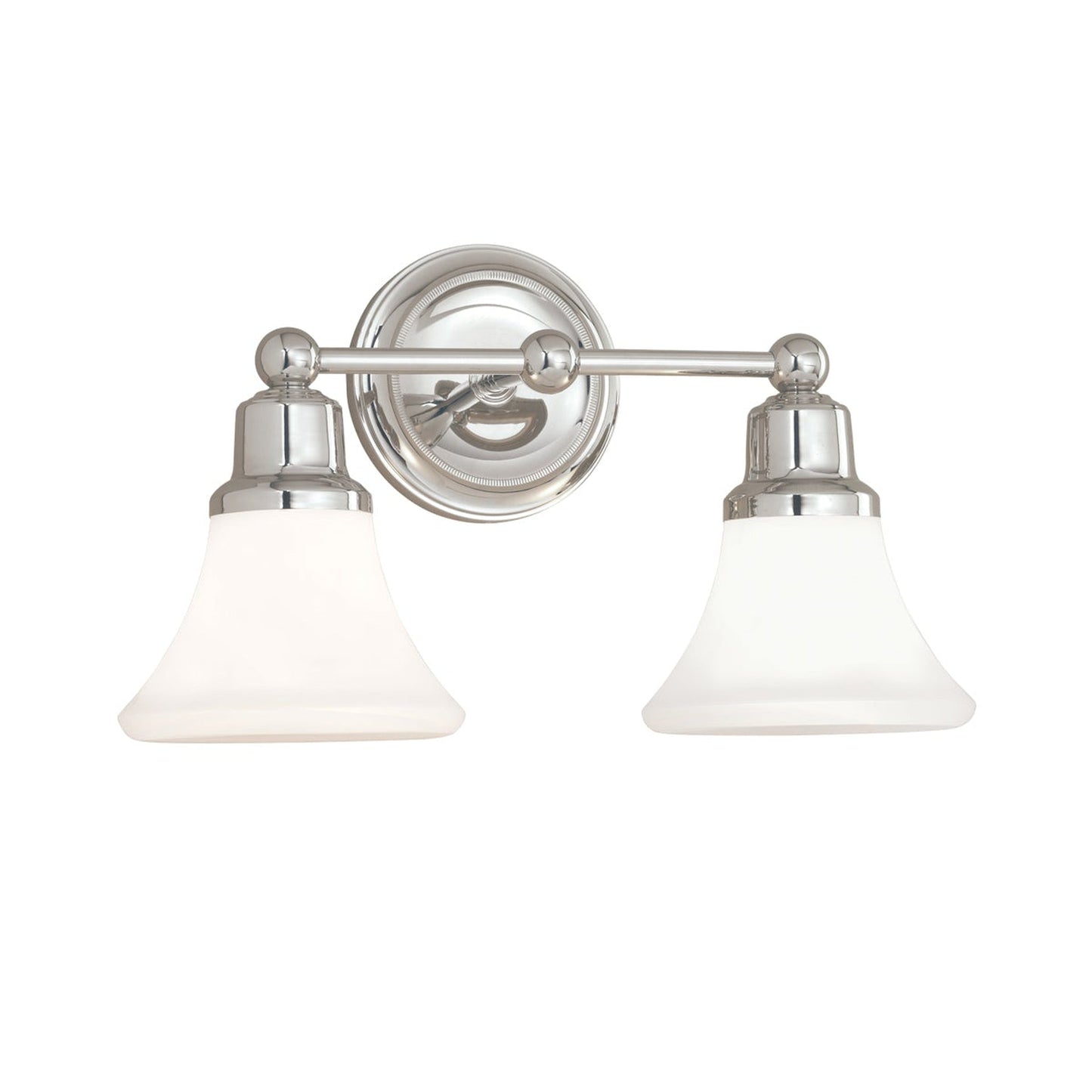 Norwell Lighting Elizabeth 10" x 17" 2-Light Polished Nickel Vanity Sconce With Flared Glass Diffuser