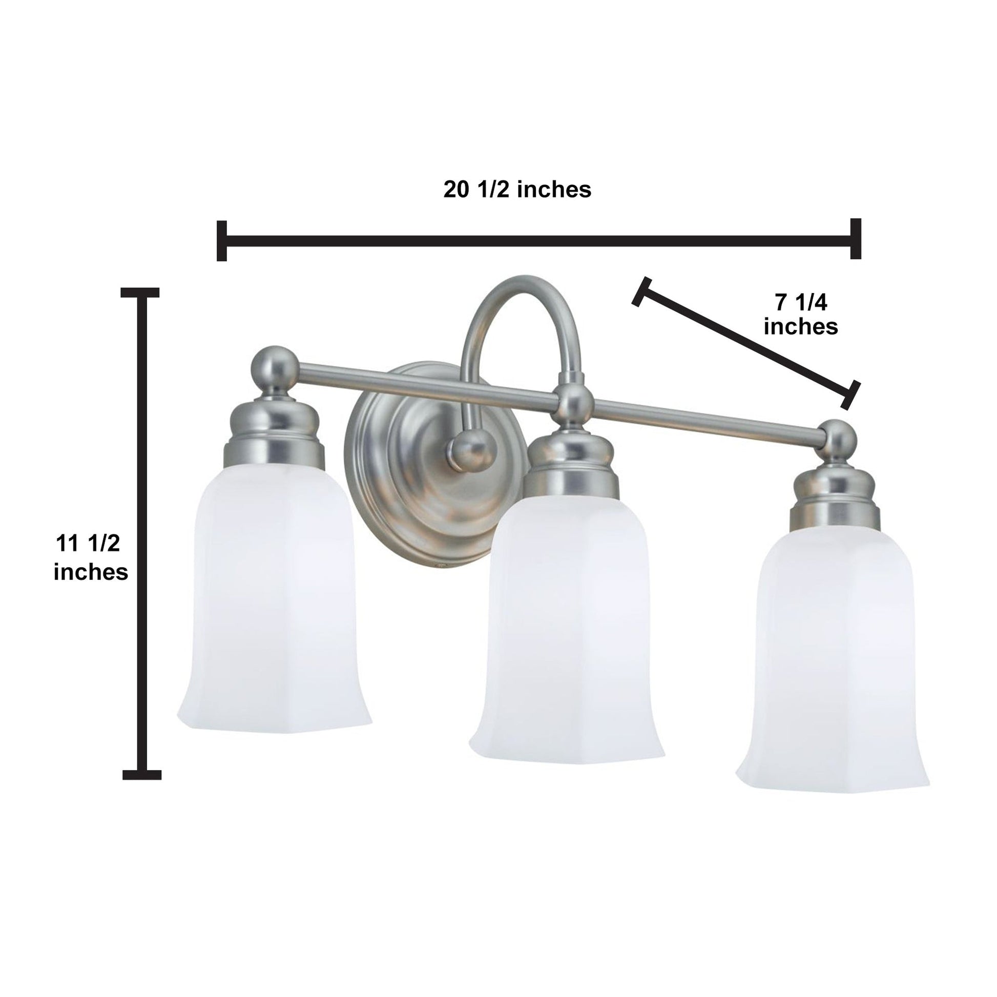 Norwell Lighting Emily 12" x 21" 3-Light Chrome Vanity Light With Hexagonal Opal Glass Diffuser