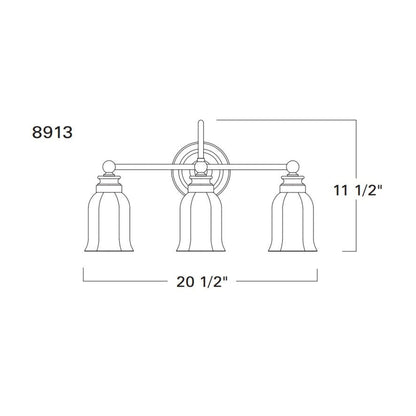 Norwell Lighting Emily 12" x 21" 3-Light Oil Rubbed Bronze Vanity Light With Hexagonal Opal Glass Diffuser