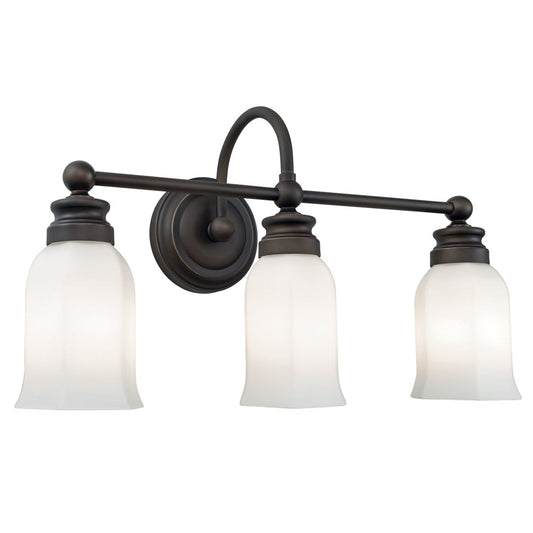Norwell Lighting Emily 12" x 21" 3-Light Oil Rubbed Bronze Vanity Light With Hexagonal Opal Glass Diffuser