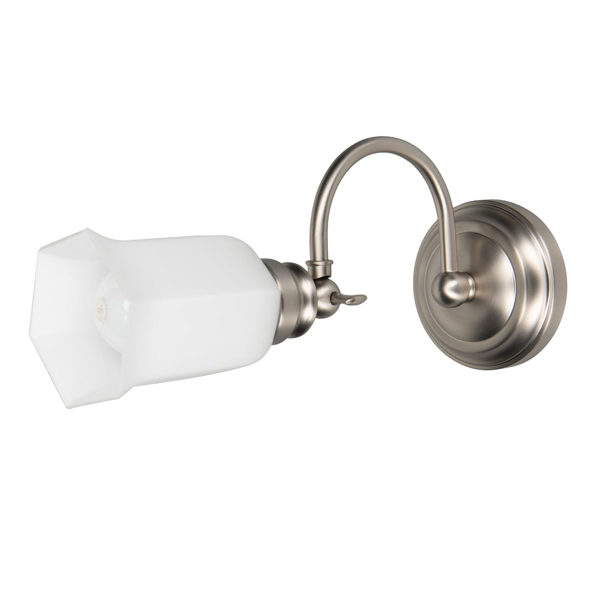 Norwell Lighting Emily 12" x 5" 1-Light Brushed Nickel Vanity Sconce With Hexagonal Opal Glass Diffuser