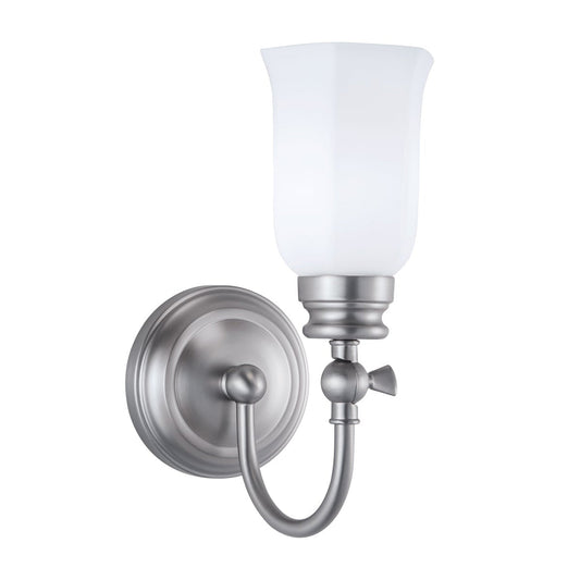 Norwell Lighting Emily 12" x 5" 1-Light Brushed Nickel Vanity Sconce With Hexagonal Opal Glass Diffuser