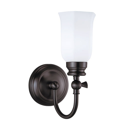 Norwell Lighting Emily 12" x 5" 1-Light Oil Rubbed Bronze Vanity Light With Hexagonal Opal Glass Diffuser