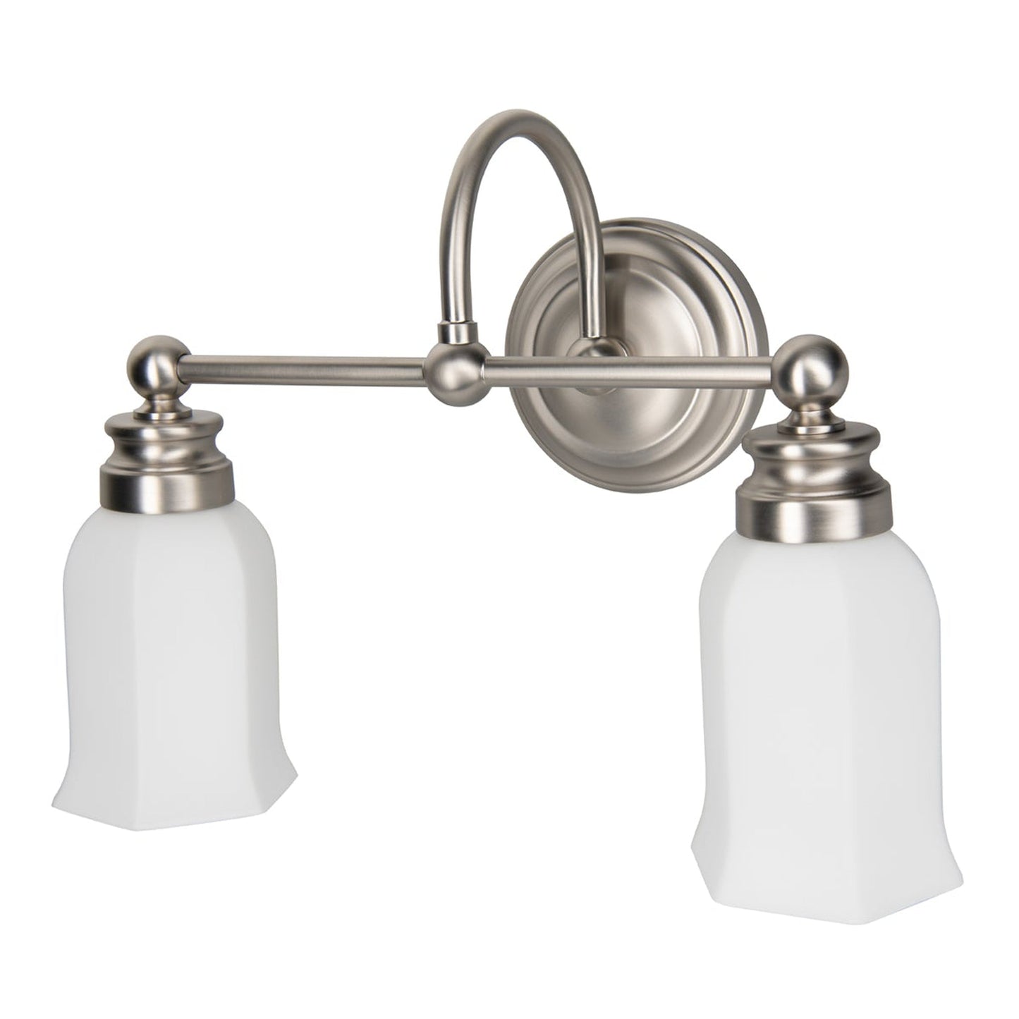 Norwell Lighting Emily 12" x 5" 2-Light Brushed Nickel Vanity Light With Hexagonal Opal Glass Diffuser