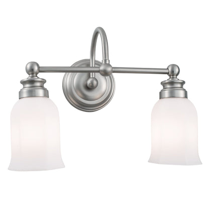 Norwell Lighting Emily 12" x 5" 2-Light Brushed Nickel Vanity Light With Hexagonal Opal Glass Diffuser