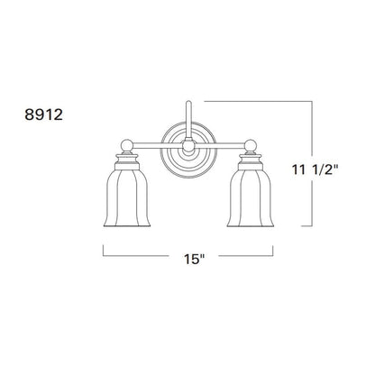 Norwell Lighting Emily 12" x 5" 2-Light Oil Rubbed Bronze Vanity Light With Hexagonal Opal Glass Diffuser