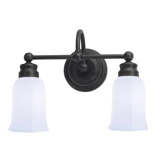 Norwell Lighting Emily 12" x 5" 2-Light Oil Rubbed Bronze Vanity Light With Hexagonal Opal Glass Diffuser