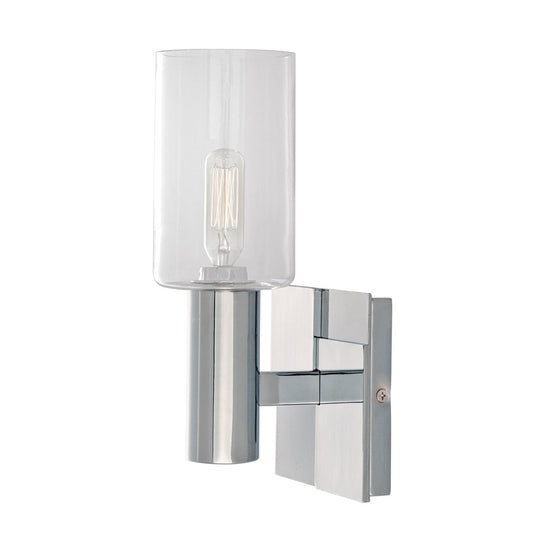 Norwell Lighting Empire 10" x 5" 1-Light Chrome Vanity Wall Sconce With Clear Glass Diffuser