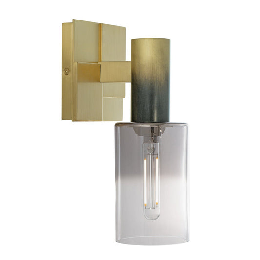Norwell Lighting Empire 10" x 5" 1-Light Satin Brass/Black Vanity Wall Sconce With Clear Gradient Glass Diffuser
