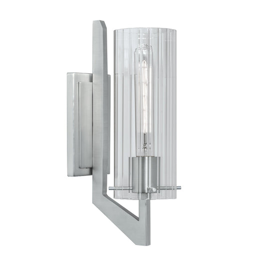 Norwell Lighting Faceted 13" x 4" 1-Light Brushed Nickel Vanity Wall Sconce With Clear Glass Diffuser