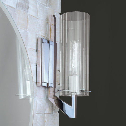 Norwell Lighting Faceted 13" x 4" 1-Light Chrome Vanity Wall Sconce With Clear Glass Diffuser