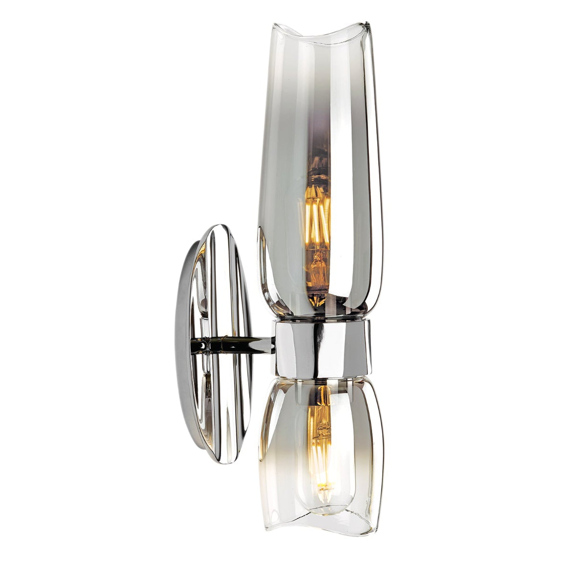 Norwell Lighting Flame 14" 2-Light Chrome Vanity Wall Sconce With Clear/Chrome Gradient Diffuser