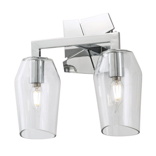 Norwell Lighting Gaia 11" x 12" 2-Light Chrome Indoor Wall Sconce With Clear Glass Diffuser