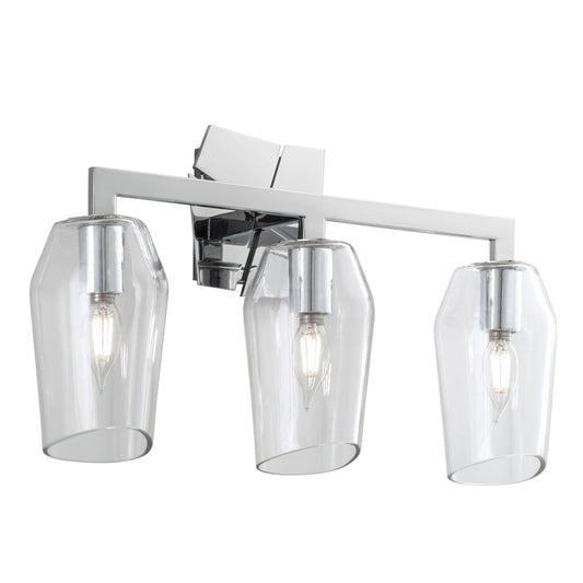 Norwell Lighting Gaia 11" x 19" 3-Light Chrome Indoor Wall Sconce With Clear Glass Diffuser