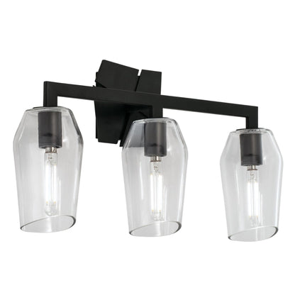 Norwell Lighting Gaia 11" x 19" 3-Light Matte Black Indoor Wall Sconce With Clear Glass Diffuser