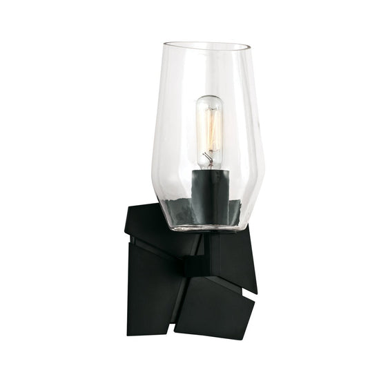 Norwell Lighting Gaia 11" x 5" 1-Light Matte Black Indoor Wall Sconce With Clear Glass Diffuser