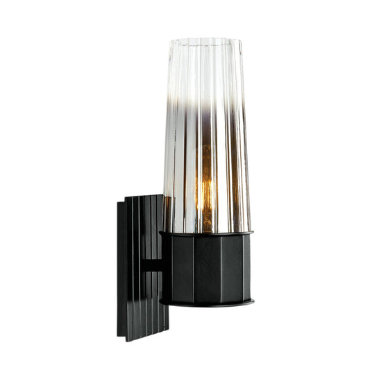 Norwell Lighting Icycle 12" x 4" 1-Light Matte Black Vanity Wall Sconce With Clear/Chrome Gradient Diffuser