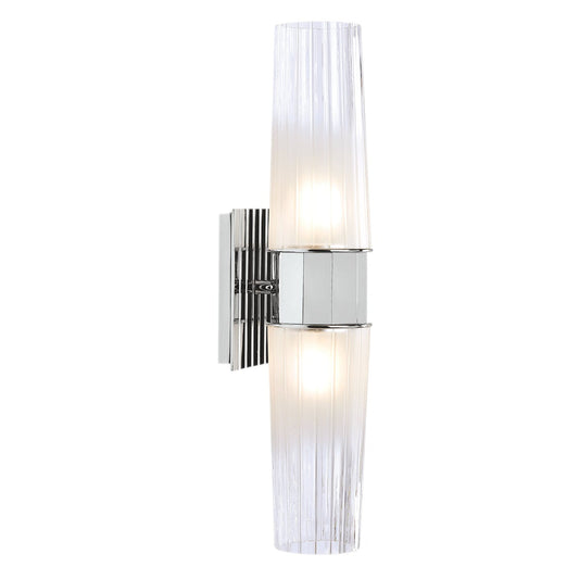 Norwell Lighting Icycle 19" x 4" 2-Light Chrome Vanity Wall Sconce With Clear Frosted Diffuser