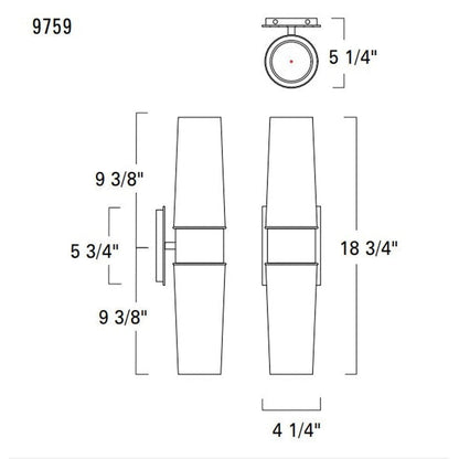 Norwell Lighting Icycle 19" x 4" 2-Light Matte Black Vanity Wall Sconce With Clear/Chrome Gradient Diffuser