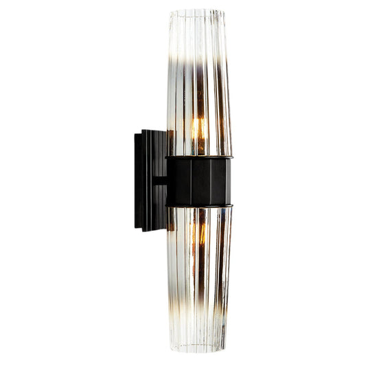 Norwell Lighting Icycle 19" x 4" 2-Light Matte Black Vanity Wall Sconce With Clear/Chrome Gradient Diffuser