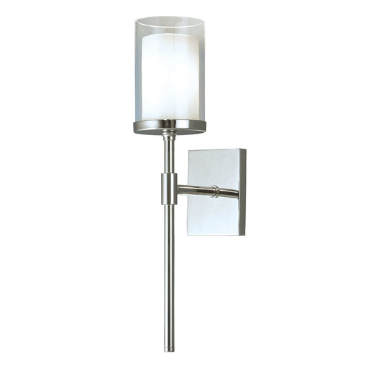 Norwell Lighting Kimberly 17" x 5" 1-Light Chrome Vanity Wall Sconce With Clear Outer Glass/White Inner Glass Diffuser