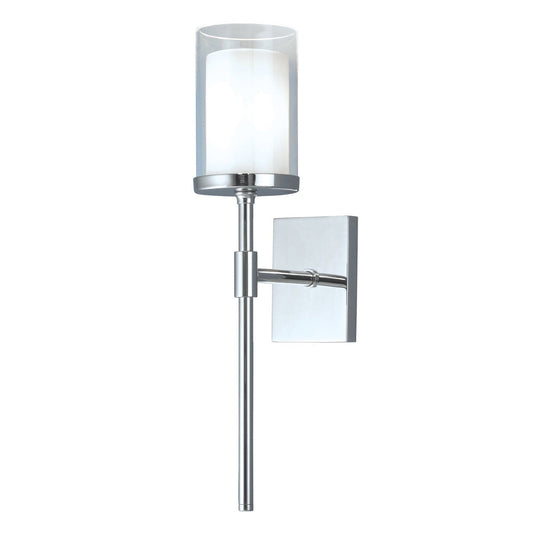 Norwell Lighting Kimberly Sconce 17" x 5" 1-Light Polished Nickel Vanity Wall Sconce With Clear Outer Glass/White Inner Glass Diffuser