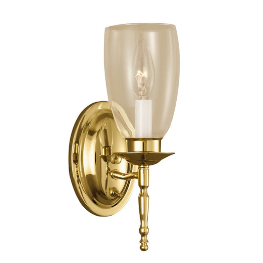 Norwell Lighting Legacy 12" x 4" 1-Light Polished Brass Indoor Wall Sconce With Clear Glass Diffuser