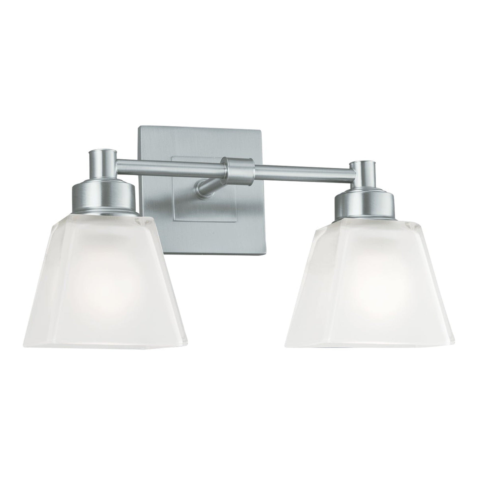 Norwell Lighting Matthew 8" x 14" 2-Light Brushed Nickel Vanity Wall Sconce With Square Glass Diffuser