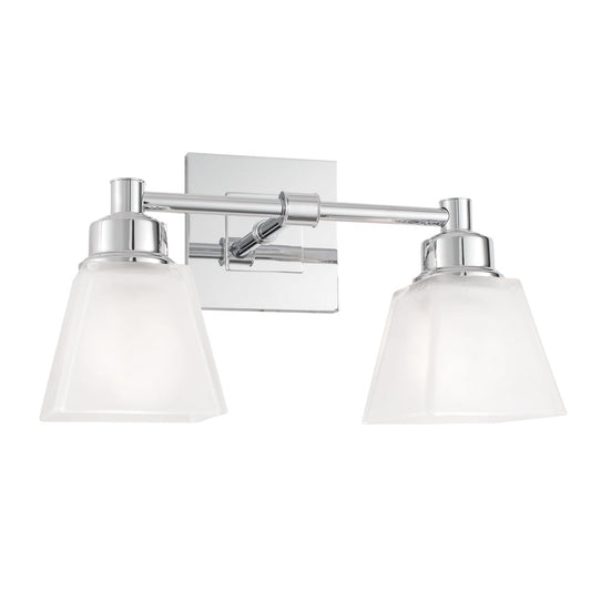 Norwell Lighting Matthew 8" x 14" 2-Light Chrome Vanity Wall Sconce With Square Glass Diffuser