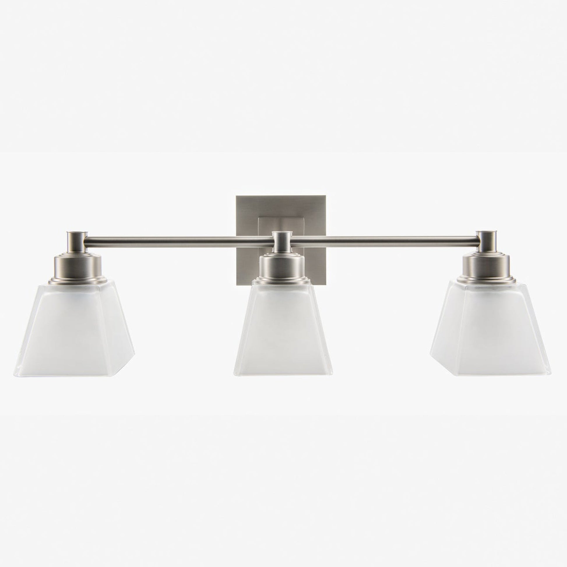 Norwell Lighting Matthew 8" x 22" 3-Light Brushed Nickel Vanity Wall Sconce With Square Glass Diffuser