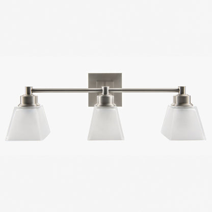 Norwell Lighting Matthew 8" x 22" 3-Light Brushed Nickel Vanity Wall Sconce With Square Glass Diffuser
