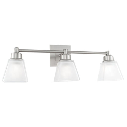 Norwell Lighting Matthew 8" x 22" 3-Light Brushed Nickel Vanity Wall Sconce With Square Glass Diffuser