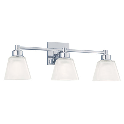 Norwell Lighting Matthew 8" x 22" 3-Light Chrome Vanity Wall Sconce With Square Glass Diffuser