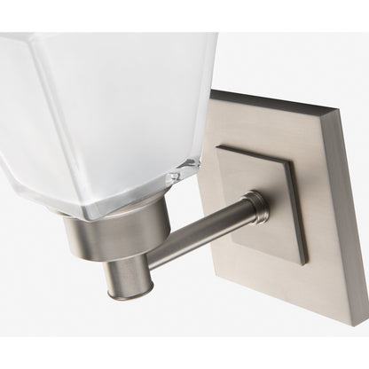 Norwell Lighting Matthew 8" x 5" 1-Light Brushed Nickel Vanity Wall Sconce With Square Glass Diffuser