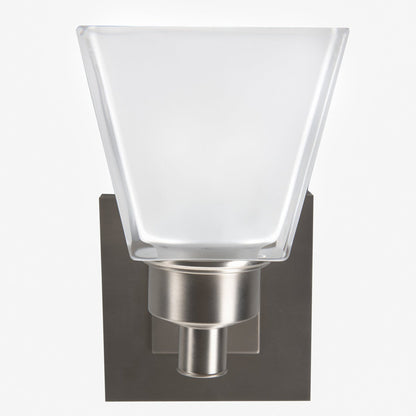 Norwell Lighting Matthew 8" x 5" 1-Light Brushed Nickel Vanity Wall Sconce With Square Glass Diffuser