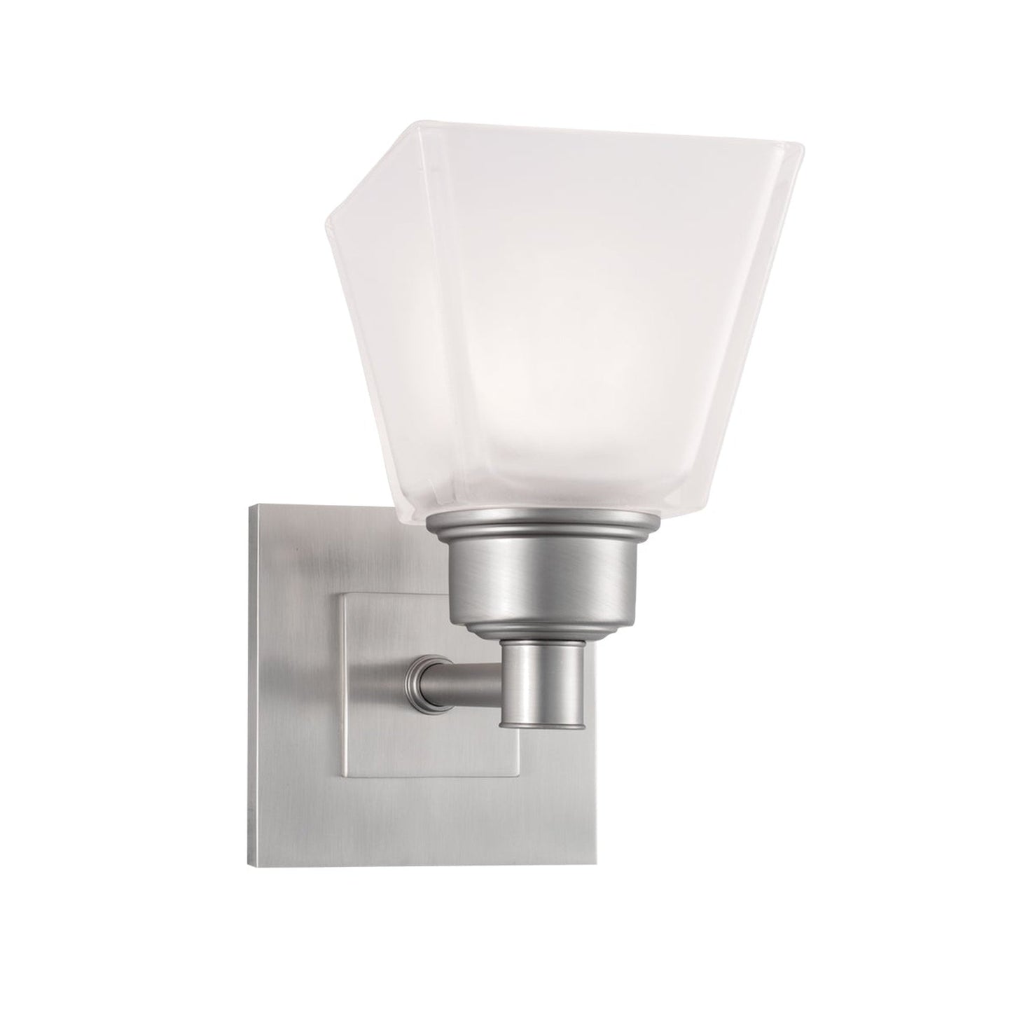 Norwell Lighting Matthew 8" x 5" 1-Light Brushed Nickel Vanity Wall Sconce With Square Glass Diffuser