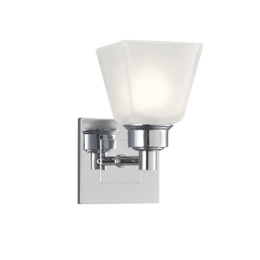Norwell Lighting Matthew 8" x 5" 1-Light Chrome Vanity Wall Sconce With Square Glass Diffuser