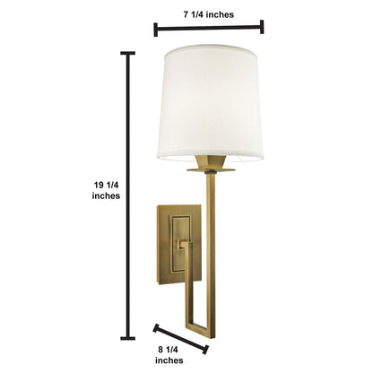 Norwell Lighting Maya 6" x 4" 1-Light Sconce Aged Brass Indoor Wall Light With Fabric Diffuser