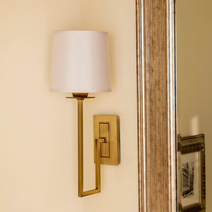 Norwell Lighting Maya 6" x 4" 1-Light Sconce Aged Brass Indoor Wall Light With Fabric Diffuser