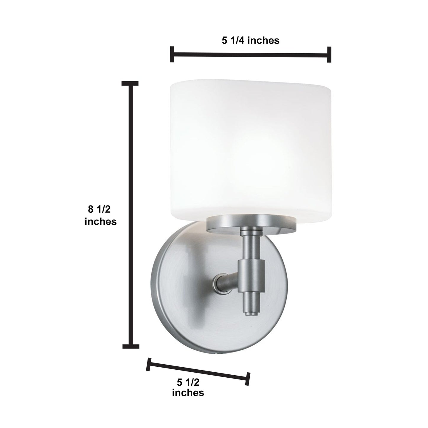 Norwell Lighting Moderne 4" x 5" 1-Light Chrome Vanity Wall Sconce With Matte Opal Glass Diffuser