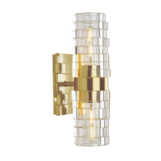 Norwell Lighting Murano 14" x 5" 2-Light Satin Brass Indoor Wall Sconce With Clear Glass Diffuser